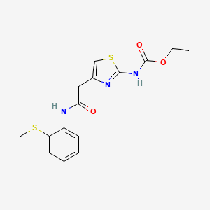 Ethyl (4-(2-((2-(methylthio)phenyl)amino)-2-oxoethyl)thiazol-2-yl)carbamate