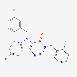 molecular formula C24H16Cl2FN3O B2479942 3-(2-氯苄基)-5-(3-氯苄基)-8-氟-3,5-二氢-4H-嘧啶并[5,4-b]吲哚-4-酮 CAS No. 1185107-36-1
