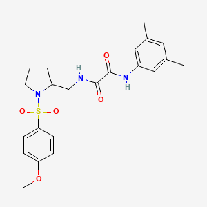 molecular formula C22H27N3O5S B2479956 N'-(3,5-dimethylphenyl)-N-{[1-(4-methoxybenzenesulfonyl)pyrrolidin-2-yl]methyl}ethanediamide CAS No. 896287-06-2