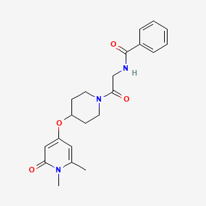 molecular formula C21H25N3O4 B2479960 N-(2-{4-[(1,6-dimethyl-2-oxo-1,2-dihydropyridin-4-yl)oxy]piperidin-1-yl}-2-oxoethyl)benzamide CAS No. 1903330-77-7