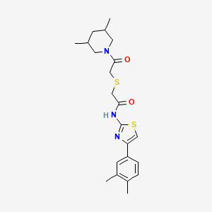 molecular formula C22H29N3O2S2 B2479965 N-(4-(3,4-dimethylphenyl)thiazol-2-yl)-2-((2-(3,5-dimethylpiperidin-1-yl)-2-oxoethyl)thio)acetamide CAS No. 681222-68-4
