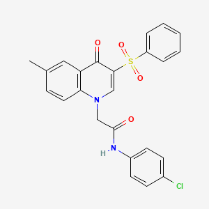 molecular formula C24H19ClN2O4S B2479967 N-(4-chlorophenyl)-2-(6-methyl-4-oxo-3-(phenylsulfonyl)quinolin-1(4H)-yl)acetamide CAS No. 902521-04-4