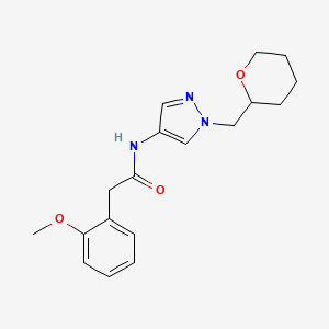 molecular formula C18H23N3O3 B2479969 2-(2-methoxyphenyl)-N-(1-((tetrahydro-2H-pyran-2-yl)methyl)-1H-pyrazol-4-yl)acetamide CAS No. 2034322-09-1