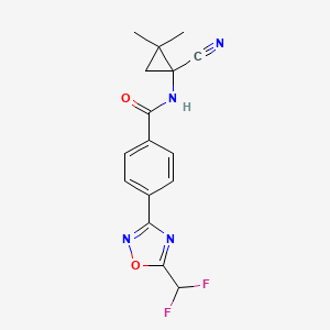 molecular formula C16H14F2N4O2 B2479971 N-(1-Cyano-2,2-dimethylcyclopropyl)-4-[5-(difluoromethyl)-1,2,4-oxadiazol-3-yl]benzamide CAS No. 2418680-12-1