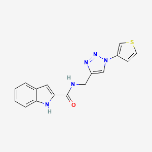 molecular formula C16H13N5OS B2479973 N-((1-(thiophen-3-yl)-1H-1,2,3-triazol-4-yl)methyl)-1H-indole-2-carboxamide CAS No. 2034523-50-5