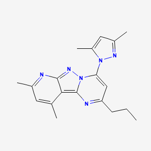 molecular formula C19H22N6 B2479977 4-(3,5-dimethyl-1H-pyrazol-1-yl)-8,10-dimethyl-2-propylpyrido[2',3':3,4]pyrazolo[1,5-a]pyrimidine CAS No. 1001608-88-3