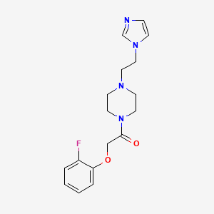 molecular formula C17H21FN4O2 B2479979 1-(4-(2-(1H-imidazol-1-yl)ethyl)piperazin-1-yl)-2-(2-fluorophenoxy)ethanone CAS No. 1396809-13-4