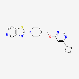 molecular formula C20H23N5OS B2479981 2-[4-[(6-Cyclobutylpyrimidin-4-yl)oxymethyl]piperidin-1-yl]-[1,3]thiazolo[4,5-c]pyridine CAS No. 2380069-31-6