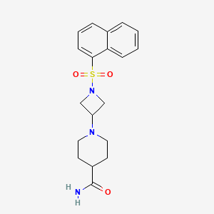 molecular formula C19H23N3O3S B2479982 1-(1-(Naphthalen-1-ylsulfonyl)azetidin-3-yl)piperidine-4-carboxamide CAS No. 2034293-20-2