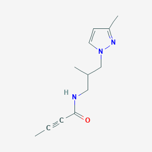 molecular formula C12H17N3O B2479983 N-[2-Methyl-3-(3-methylpyrazol-1-yl)propyl]but-2-ynamide CAS No. 2411200-07-0