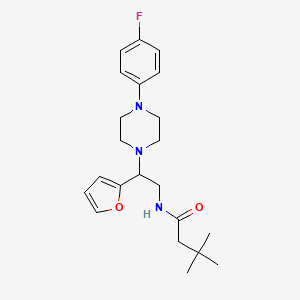 molecular formula C22H30FN3O2 B2479985 N-(2-(4-(4-fluorophenyl)piperazin-1-yl)-2-(furan-2-yl)ethyl)-3,3-dimethylbutanamide CAS No. 877632-54-7