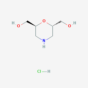 molecular formula C6H14ClNO3 B2479994 [(2S,6S)-6-(Hydroxymethyl)morpholin-2-yl]methanol;hydrochloride CAS No. 2260917-59-5