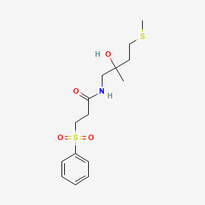 molecular formula C15H23NO4S2 B2479998 N-(2-hydroxy-2-methyl-4-(methylthio)butyl)-3-(phenylsulfonyl)propanamide CAS No. 1396773-02-6