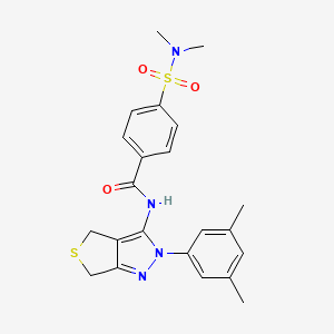 molecular formula C22H24N4O3S2 B2479999 N-(2-(3,5-二甲基苯基)-4,6-二氢-2H-噻吩[3,4-c]吡唑-3-基)-4-(N,N-二甲基磺酰)苯甲酰胺 CAS No. 361172-43-2