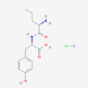 molecular formula C14H21ClN2O4 B2480003 (2S)-2-[[(2S)-2-Aminopentanoyl]amino]-3-(4-hydroxyphenyl)propanoic acid;hydrochloride CAS No. 2375250-59-0