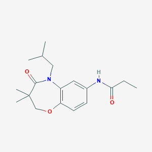molecular formula C18H26N2O3 B2480006 N-(5-异丁基-3,3-二甲基-4-氧代-2,3,4,5-四氢苯并[b][1,4]噁唑-7-基)丙酰胺 CAS No. 921566-23-6