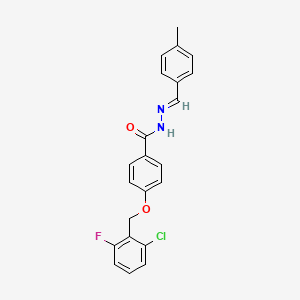 molecular formula C22H18ClFN2O2 B2480007 4-[(2-chloro-6-fluorobenzyl)oxy]-N'-[(E)-(4-methylphenyl)methylidene]benzenecarbohydrazide CAS No. 303987-26-0
