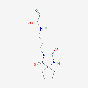 molecular formula C13H19N3O3 B2480014 N-(3-{2,4-dioxo-1,3-diazaspiro[4.4]nonan-3-yl}propyl)prop-2-enamide CAS No. 2361764-88-5