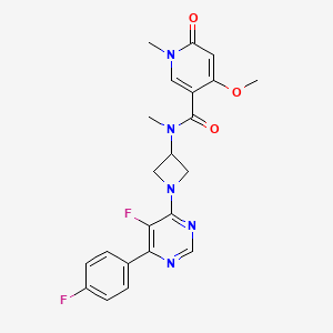 molecular formula C22H21F2N5O3 B2480039 N-{1-[5-fluoro-6-(4-fluorophenyl)pyrimidin-4-yl]azetidin-3-yl}-4-methoxy-N,1-dimethyl-6-oxo-1,6-dihydropyridine-3-carboxamide CAS No. 2380185-98-6