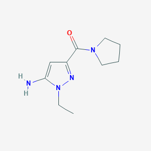 molecular formula C10H16N4O B2480045 1-ethyl-3-(pyrrolidin-1-ylcarbonyl)-1H-pyrazol-5-amine CAS No. 1856093-06-5