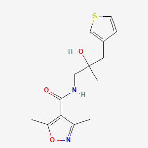 molecular formula C14H18N2O3S B2480046 N-[2-hydroxy-2-methyl-3-(thiophen-3-yl)propyl]-3,5-dimethyl-1,2-oxazole-4-carboxamide CAS No. 2097901-26-1