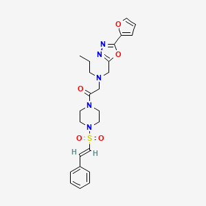 molecular formula C24H29N5O5S B2480051 2-[[5-(furan-2-yl)-1,3,4-oxadiazol-2-yl]methyl-propylamino]-1-[4-[(E)-2-phenylethenyl]sulfonylpiperazin-1-yl]ethanone CAS No. 925405-80-7