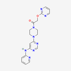 molecular formula C19H20N8O2 B2480052 1-(4-(6-(吡啶-2-基氨基)嘧啶-4-基)哌嗪-1-基)-2-(嘧啶-2-氧基)乙酮 CAS No. 1421493-95-9