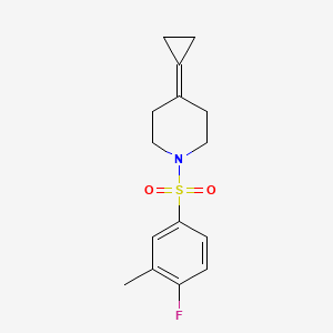 molecular formula C15H18FNO2S B2480059 4-Cyclopropylidene-1-((4-fluoro-3-methylphenyl)sulfonyl)piperidine CAS No. 2097926-47-9