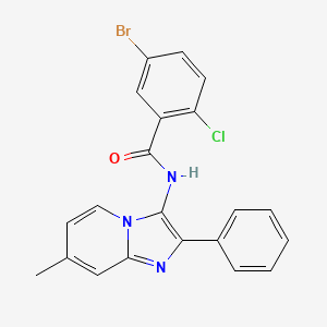 molecular formula C21H15BrClN3O B2480064 5-bromo-2-chloro-N-(7-methyl-2-phenylimidazo[1,2-a]pyridin-3-yl)benzamide CAS No. 850931-99-6