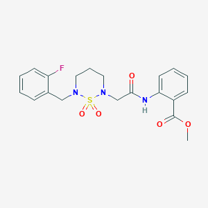 molecular formula C20H22FN3O5S B2480099 Methyl 2-(2-(6-(2-fluorobenzyl)-1,1-dioxido-1,2,6-thiadiazinan-2-yl)acetamido)benzoate CAS No. 946238-53-5