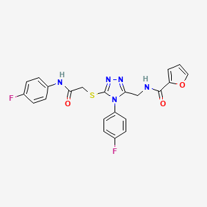molecular formula C22H17F2N5O3S B2480135 N-{[4-(4-fluorophenyl)-5-({[(4-fluorophenyl)carbamoyl]methyl}sulfanyl)-4H-1,2,4-triazol-3-yl]methyl}furan-2-carboxamide CAS No. 310449-88-8