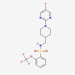molecular formula C17H18F4N4O3S B2480184 N-((1-(5-fluoropyrimidin-2-yl)piperidin-4-yl)methyl)-2-(trifluoromethoxy)benzenesulfonamide CAS No. 2034471-15-1