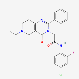 molecular formula C23H22ClFN4O2 B2480211 N-(4-chloro-2-fluorophenyl)-2-{6-ethyl-4-oxo-2-phenyl-3H,4H,5H,6H,7H,8H-pyrido[4,3-d]pyrimidin-3-yl}acetamide CAS No. 1286721-68-3