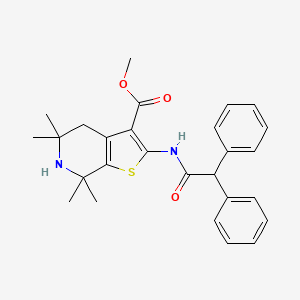 molecular formula C27H30N2O3S B2480232 methyl 2-(2,2-diphenylacetamido)-5,5,7,7-tetramethyl-4H,5H,6H,7H-thieno[2,3-c]pyridine-3-carboxylate CAS No. 887900-65-4
