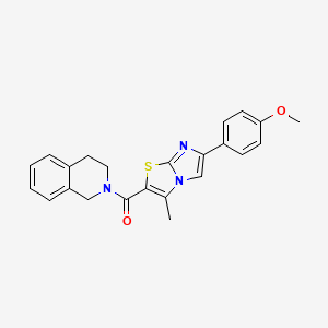 molecular formula C23H21N3O2S B2480258 2-[6-(4-methoxyphenyl)-3-methylimidazo[2,1-b][1,3]thiazole-2-carbonyl]-1,2,3,4-tetrahydroisoquinoline CAS No. 852134-61-3