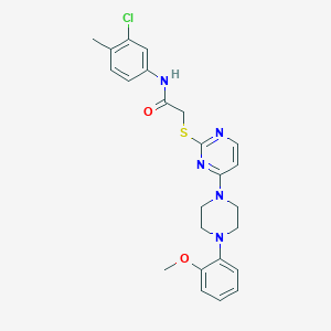 molecular formula C24H26ClN5O2S B2480275 N-(3-chloro-4-methylphenyl)-2-({4-[4-(2-methoxyphenyl)piperazin-1-yl]pyrimidin-2-yl}sulfanyl)acetamide CAS No. 1116036-82-8