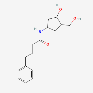 molecular formula C16H23NO3 B2480285 N-[3-Hydroxy-4-(hydroxymethyl)cyclopentyl]-4-phenylbutanamide CAS No. 1421462-21-6