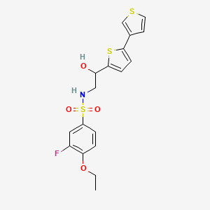 molecular formula C18H18FNO4S3 B2480294 N-(2-([2,3'-bithiophen]-5-yl)-2-hydroxyethyl)-4-ethoxy-3-fluorobenzenesulfonamide CAS No. 2185590-70-7