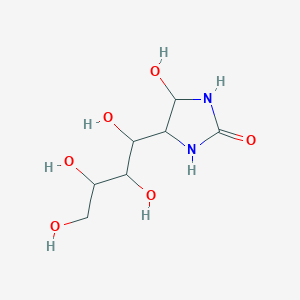 molecular formula C7H14N2O6 B024803 4-Hydroxy-5-(1,2,3,4-tetrahydroxybutyl)imidazolidin-2-one CAS No. 108351-34-4