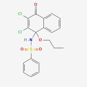 molecular formula C19H17Cl2NO4S B2480321 N-(2,3-dichloro-4-oxo-1-propoxy-1,4-dihydronaphthalen-1-yl)benzenesulfonamide CAS No. 179245-28-4