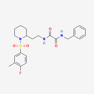 molecular formula C23H28FN3O4S B2480329 N'-benzyl-N-{2-[1-(4-fluoro-3-methylbenzenesulfonyl)piperidin-2-yl]ethyl}ethanediamide CAS No. 898426-14-7