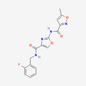 molecular formula C16H13FN4O4 B2480353 N-(4-((2-fluorobenzyl)carbamoyl)oxazol-2-yl)-5-methylisoxazole-3-carboxamide CAS No. 1421466-88-7
