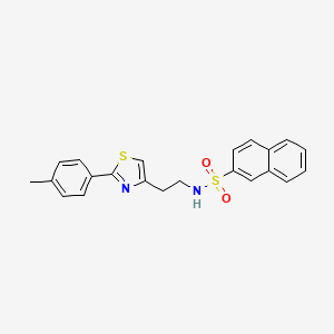 molecular formula C22H20N2O2S2 B2480358 N-(2-(2-(p-tolyl)thiazol-4-yl)ethyl)naphthalene-2-sulfonamide CAS No. 896604-13-0
