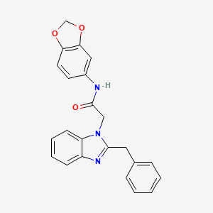 molecular formula C23H19N3O3 B2480359 N-(2H-1,3-benzodioxol-5-yl)-2-(2-benzyl-1H-1,3-benzodiazol-1-yl)acetamide CAS No. 955302-34-8