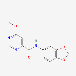 molecular formula C14H13N3O4 B2480369 N-(2H-1,3-benzodioxol-5-yl)-6-ethoxypyrimidine-4-carboxamide CAS No. 2034362-90-6