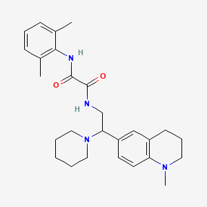 molecular formula C27H36N4O2 B2480378 N-(2,6-dimethylphenyl)-N'-[2-(1-methyl-1,2,3,4-tetrahydroquinolin-6-yl)-2-(piperidin-1-yl)ethyl]ethanediamide CAS No. 922096-59-1