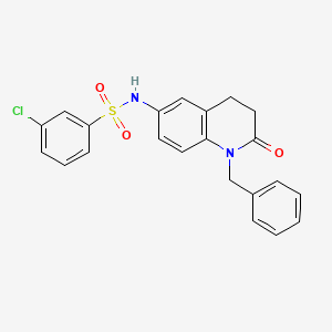 molecular formula C22H19ClN2O3S B2480383 N-(1-benzyl-2-oxo-1,2,3,4-tetrahydroquinolin-6-yl)-3-chlorobenzene-1-sulfonamide CAS No. 946270-29-7