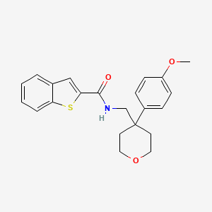 molecular formula C22H23NO3S B2480434 N-{[4-(4-methoxyphenyl)oxan-4-yl]methyl}-1-benzothiophene-2-carboxamide CAS No. 2034244-19-2