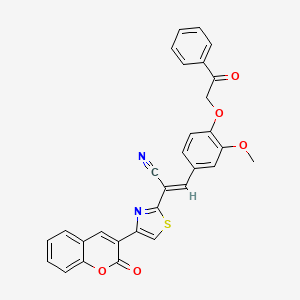 (E)-3-(3-methoxy-4-(2-oxo-2-phenylethoxy)phenyl)-2-(4-(2-oxo-2H-chromen-3-yl)thiazol-2-yl)acrylonitrile