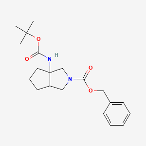 molecular formula C20H28N2O4 B2480447 Benzyl 3a-((tert-butoxycarbonyl)amino)hexahydrocyclopenta[c]pyrrole-2(1H)-carboxylate CAS No. 2177257-63-3